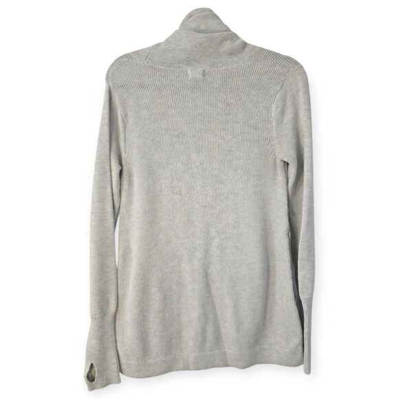 Sigrid Olsen Sweater Womens S Small High Cowl Neck Thumb Holes Gray Waffle Knit - Picture 2 of 5